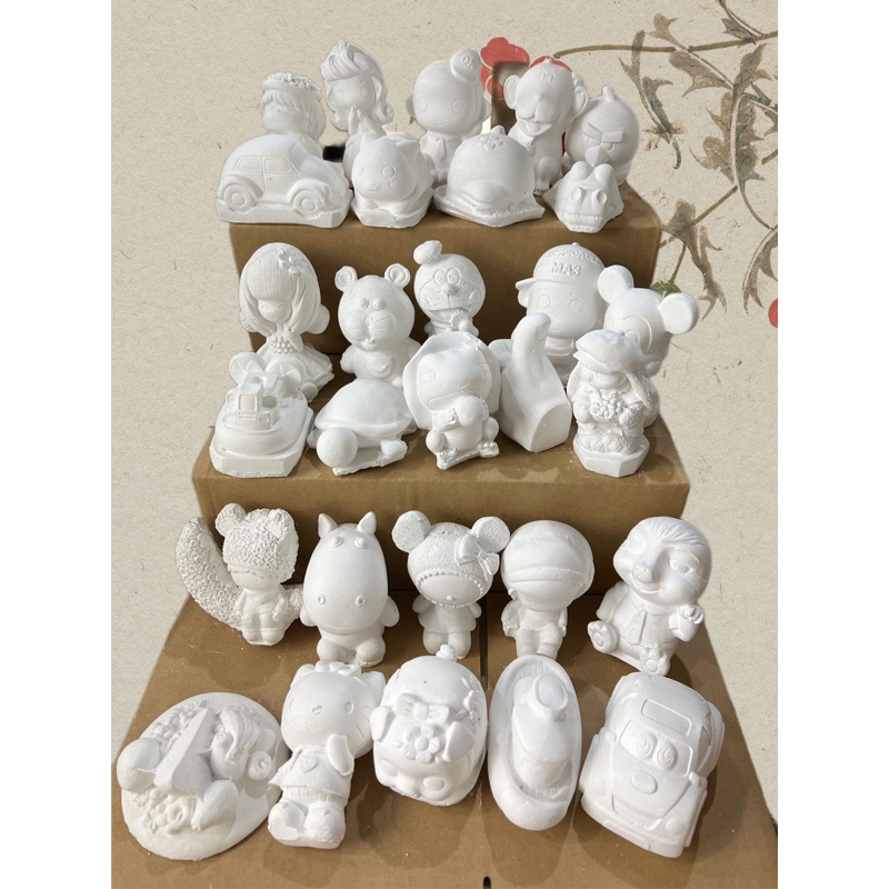 Combo 10 tượng thạch cao tô màu 7-10cm kèm màu và cọ