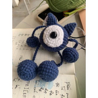 Móc khoá Len Mike Wazowski một mắt handmade trang trí quà tặng người thân bạn bè
