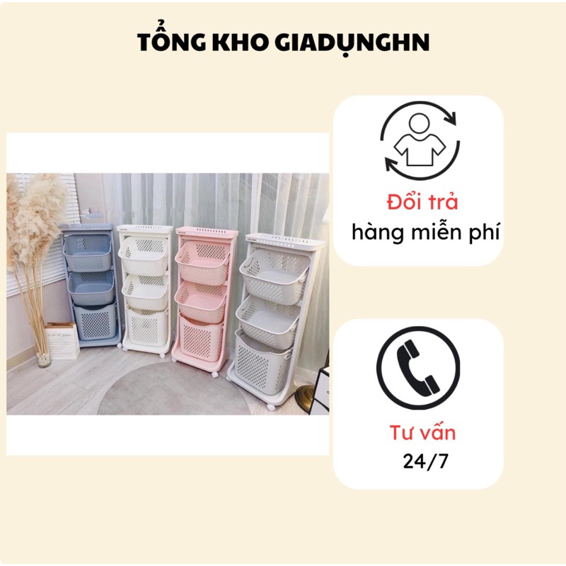 Kệ nhựa đựng đồ 3 tầng đa năng có bánh xe đẩy cực kì chắc chắn và tiện lợi