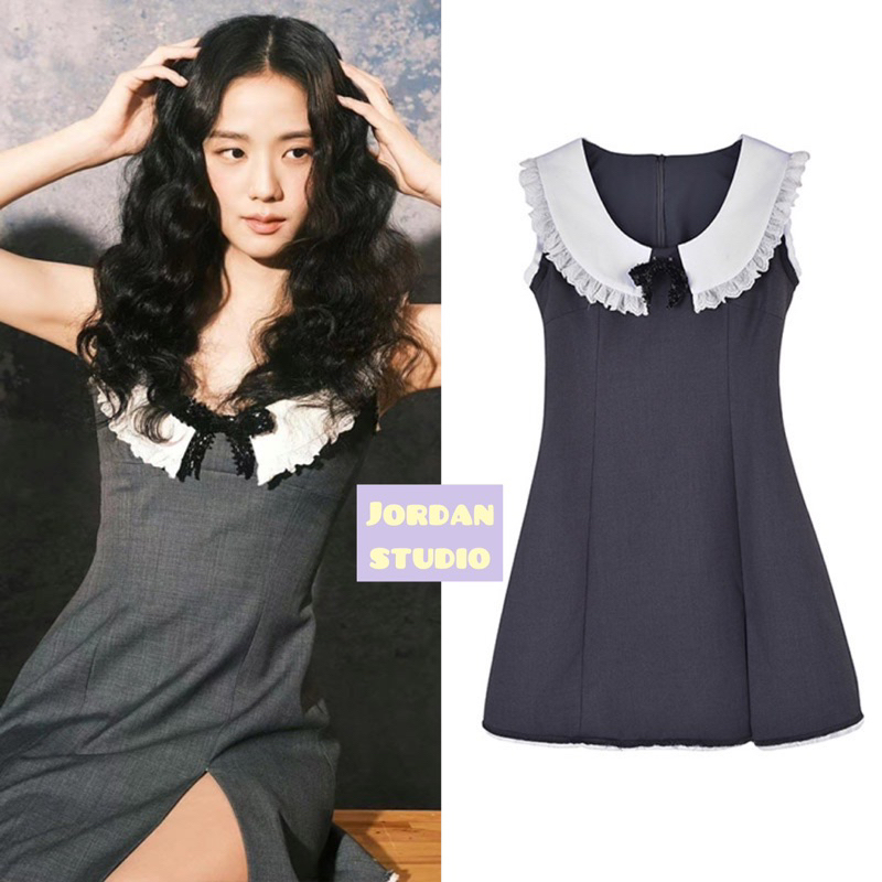 Đầm dáng chữ A không tay xẻ tà giống Jisoo Blackpink