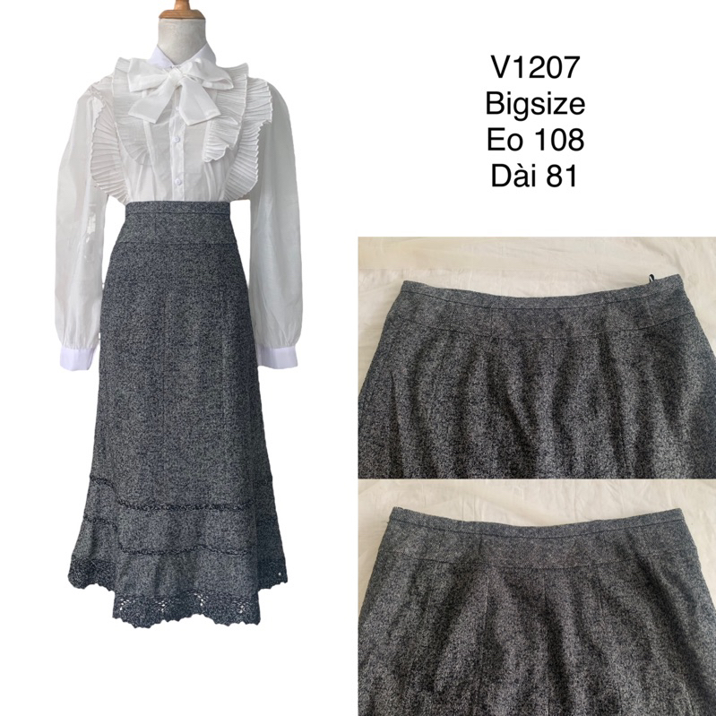 Chân váy suông V1207 bigsize siêu to dáng dài cạp bản to chất dạ dày dặn 2hand Nhật si tuyển ảnh thật