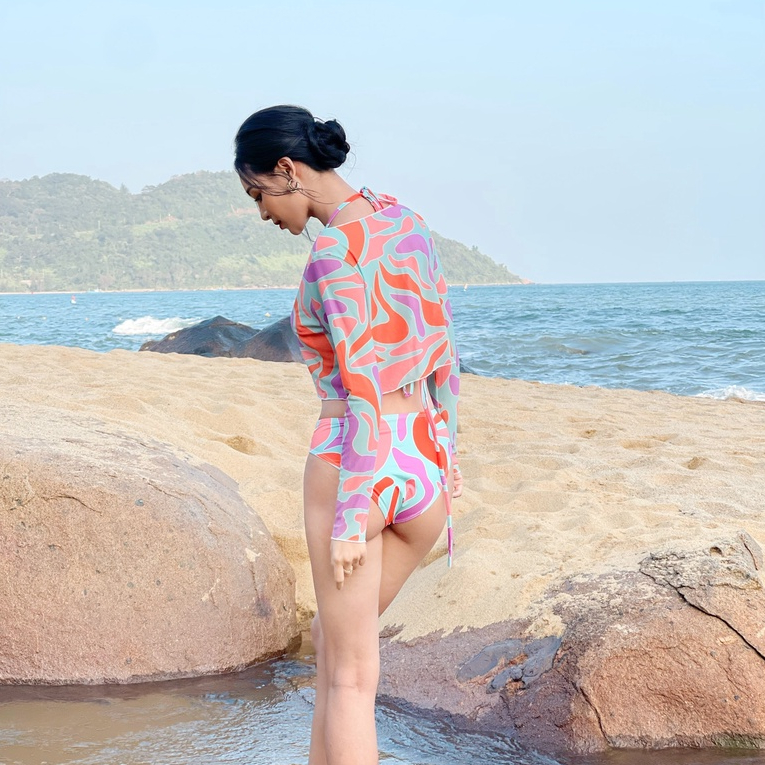 Set Bikini 3 Chi Tiết Phối Màu Độc Lạ Kèm Áo Khoác Lưới Cột - Đồ Bơi Đồ Đi Tắm Biển Hai Mảnh Thời Trang Sexy Quyến Rũ | BigBuy360 - bigbuy360.vn