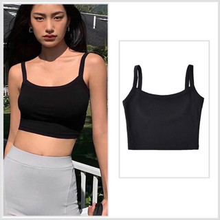 Áo hai dây croptop basic đen