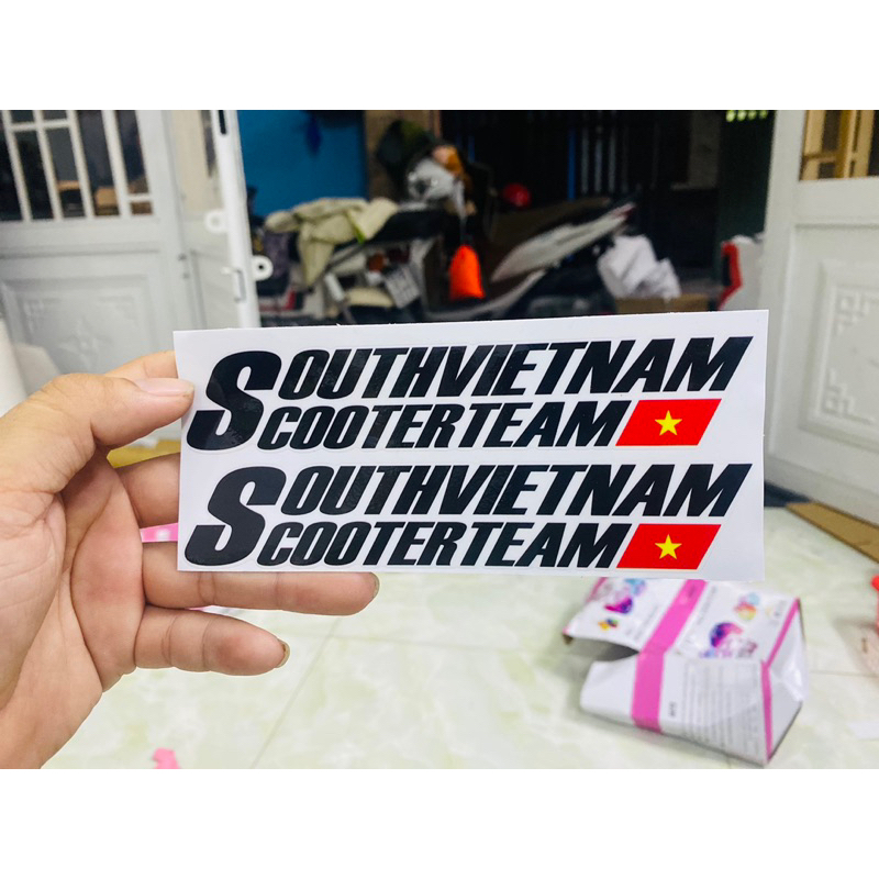 Tem logo decal tem sticker hội nhóm xe tay gas dán trang trí xe máy SOUTH VIETNAM SCOOTER TEAM