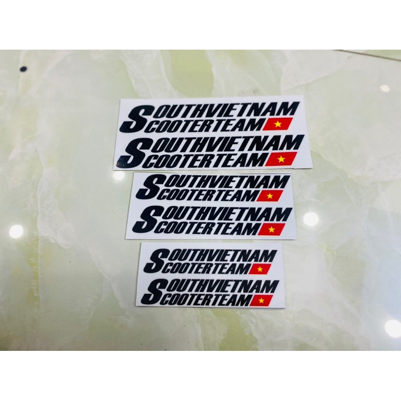 Tem logo decal tem sticker hội nhóm xe tay gas dán trang trí xe máy SOUTH VIETNAM SCOOTER TEAM