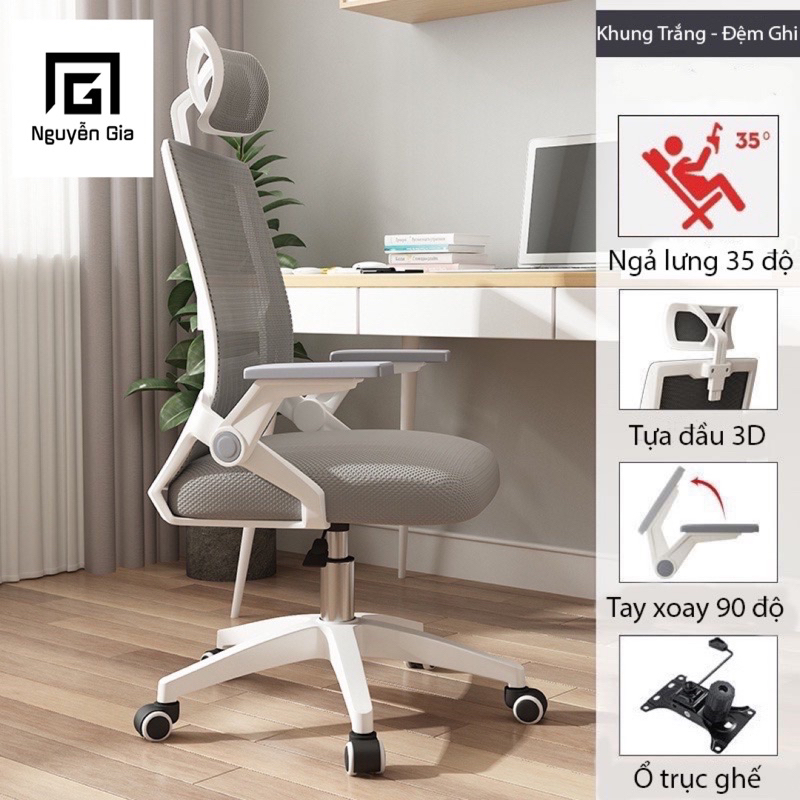 ghế công thái học tay gập kiểu dáng sang xịn đẹp