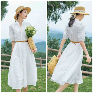 Hàng nhập - đầm xoè xô ren cổ trụ kèm belt tặng kèm hoa tai thời trang