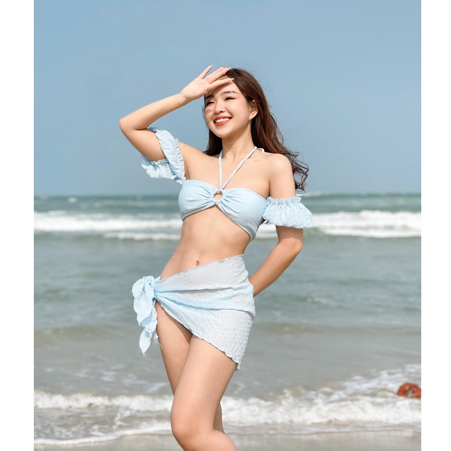 Set Bikini 3 Chi Tiết Bẹt Vai Blue Baby - Đồ Bơi Đồ Đi Tắm Biển Hai Mảnh Thời Trang Sexy Quyến Rũ | BigBuy360 - bigbuy360.vn