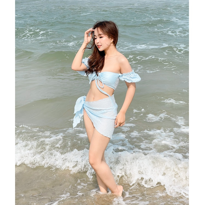 Set Bikini 3 Chi Tiết Bẹt Vai Blue Baby - Đồ Bơi Đồ Đi Tắm Biển Hai Mảnh Thời Trang Sexy Quyến Rũ | BigBuy360 - bigbuy360.vn