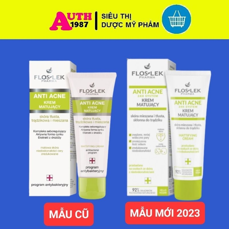 Kem kiểm soát dầu và điều tiết nhờn Floslek Anti Acne Mattifying Cream