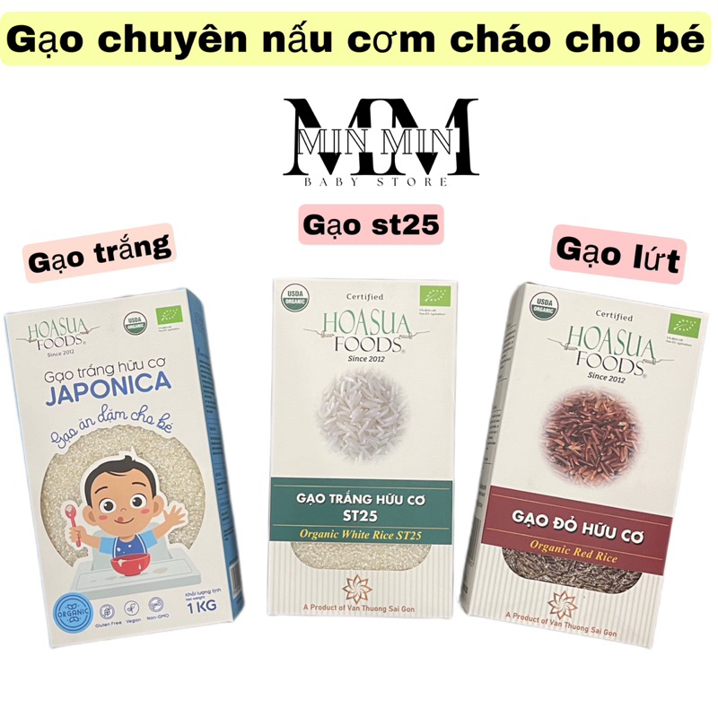 Gạo hữu cơ nấu cháo cơm cho bé Hoa Sữa, Gạo lứt/St25/ MM baby store