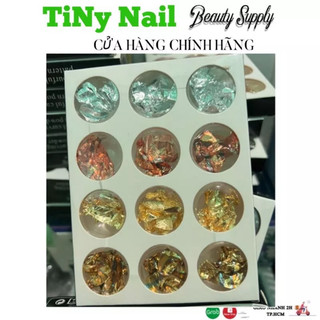 Set giấy bạc nhún 12 hủ- Set giấy vàng bạc trang trí móng tay.