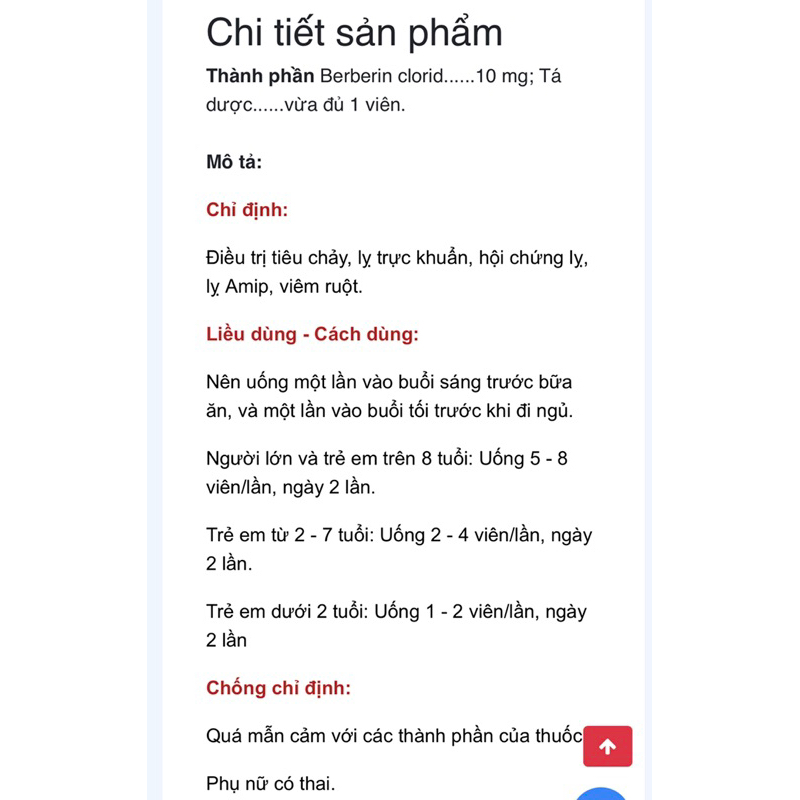 Hỗ Trợ Tiêu Hoá. Berberin bao đường,  chai 100v