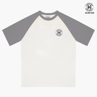 Áo thun 52retroHZ Raglan tay xám logo basic cotton cao cấp
