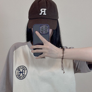 Áo thun 52retroHZ Raglan tay xám logo basic cotton cao cấp