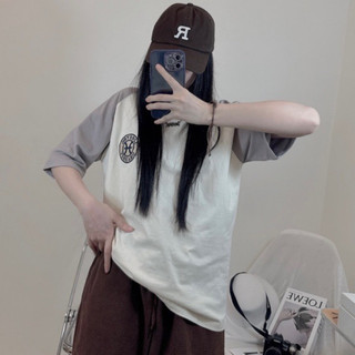 Áo thun 52retroHZ Raglan tay xám logo basic cotton cao cấp