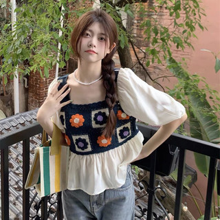 Áo len thổ cẩm phối sơ mi vintage