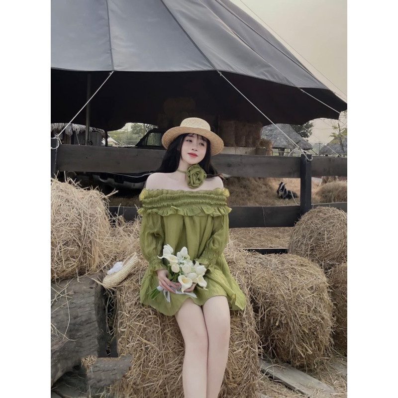 Áo tơ nhăn hở vai tay phồng kiểu tiểu thư sang trọng - A25 | BigBuy360 - bigbuy360.vn