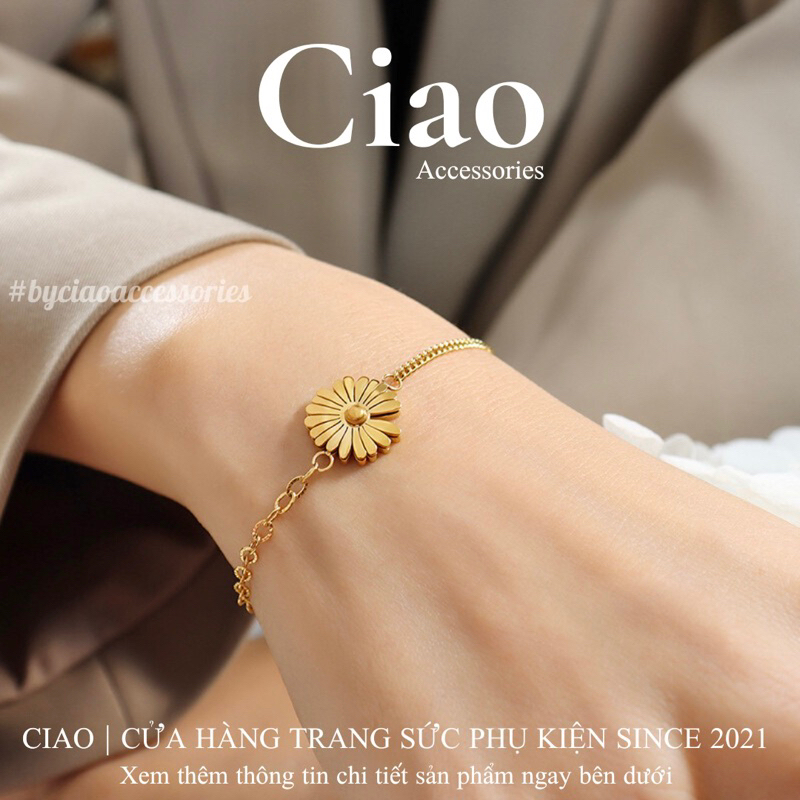 [HOẢ TỐC 1H] Vòng tay/ Lắc tay titan không gỉ thiết kế cúc hoạ mi mã 103 Ciao accessories
