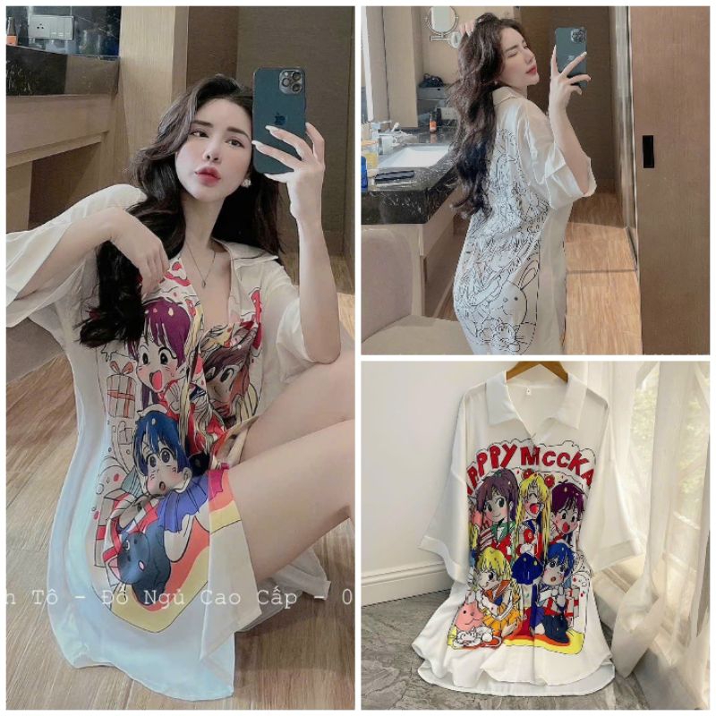 Đầm Ngủ Nữ in 3D FREESIZE <70KG chất Lụa mềm mịn cao cấp | BigBuy360 - bigbuy360.vn