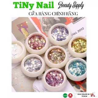Set nhũ kim tuyến 8 màu trang trí ,Nhũ Vảy Cá 9D kim tuyến 8 hũ