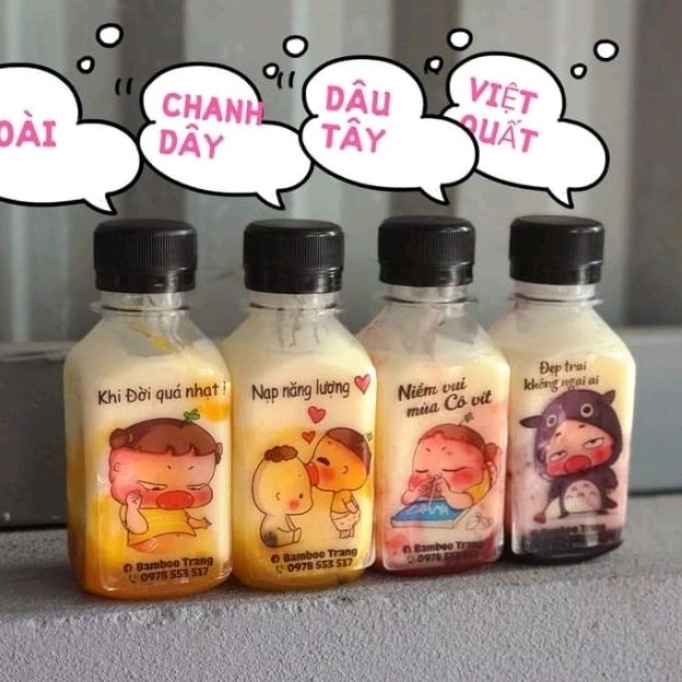 COMBO 100 Chai nhựa vuông 120ml sữa chua kèm tem kute