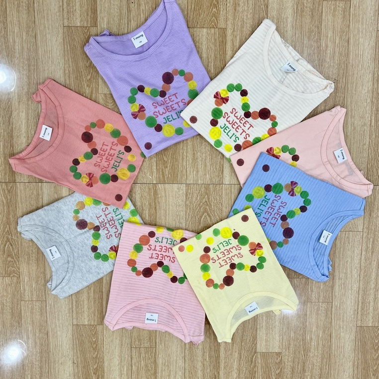 Set 3 Áo thun bé gái sát nách tay cánh tiên cực đẹp chất liệu cotton tre mềm mát VNXK XanhHouse
