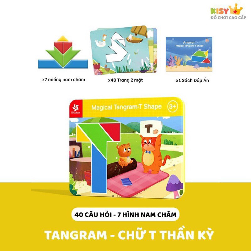 Đồ chơi xếp hình Tangram Cao cấp loại 1 nam châm xịn chính hãng Pinwheel đồ chơi sáng tạo thông minh cho bé
