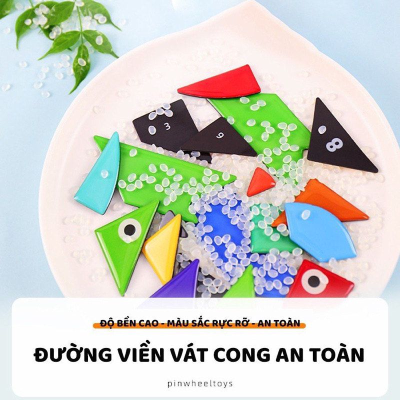 Đồ chơi xếp hình Tangram Cao cấp loại 1 nam châm xịn chính hãng Pinwheel đồ chơi sáng tạo thông minh cho bé