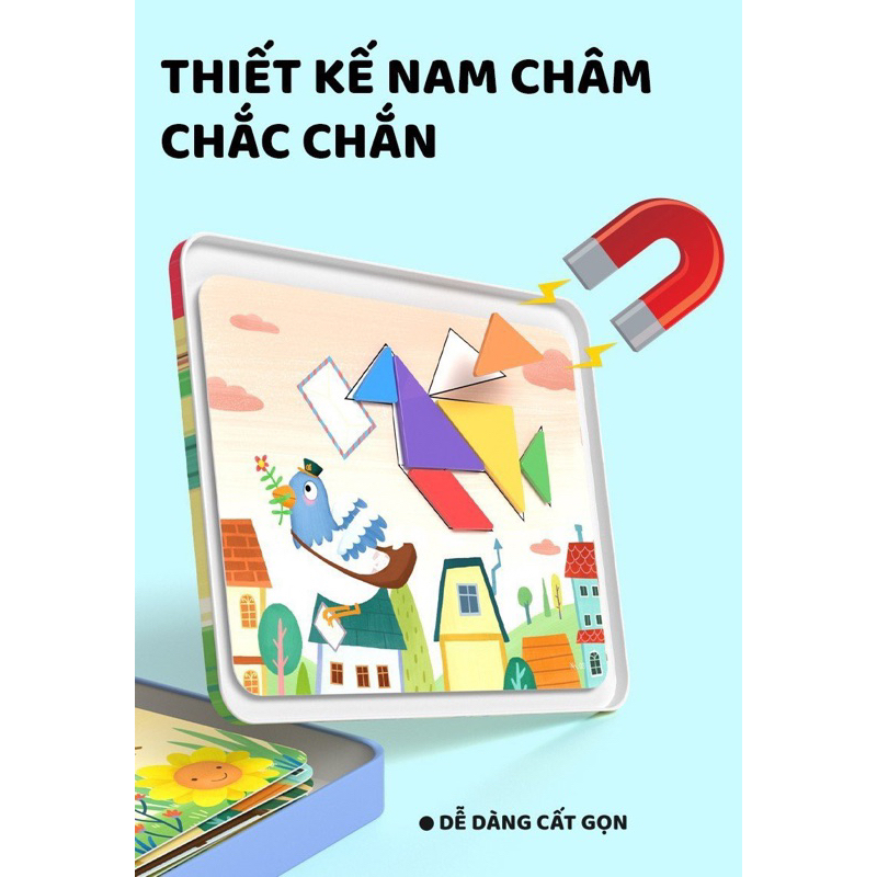 Đồ chơi xếp hình Tangram Cao cấp loại 1 nam châm xịn chính hãng Pinwheel đồ chơi sáng tạo thông minh cho bé