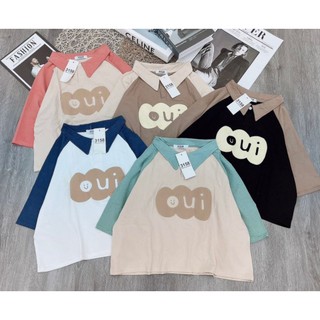 Áo thun polo croptop phối màu cực dễ thương
