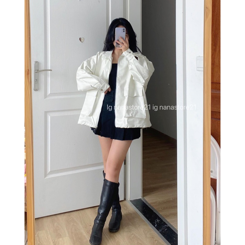 Áo khoác da túi hộp 2 màu Nana21 Nanastore21