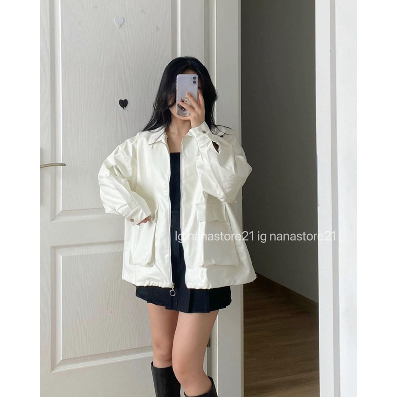 Áo khoác da túi hộp 2 màu Nana21 Nanastore21