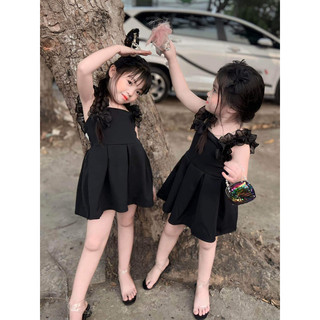 [8-40kg] Đầm đen tay nhún