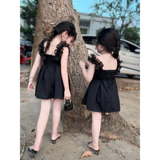 [8-40kg] Đầm đen tay nhún