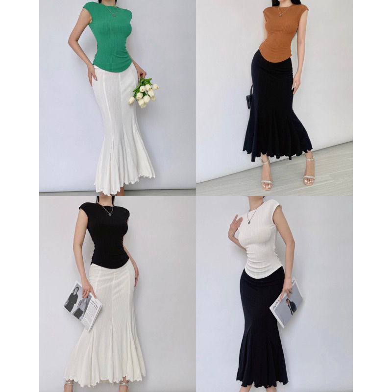 Chân Váy Maxi Đuôi Cá Xoè Nhiều Mix Áo Tôn Dáng