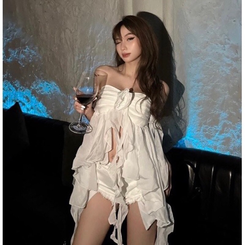 Áo Cúp Ngực Bèo Có Kèm Hoa Chất Liệu Tơ Cao Cấp