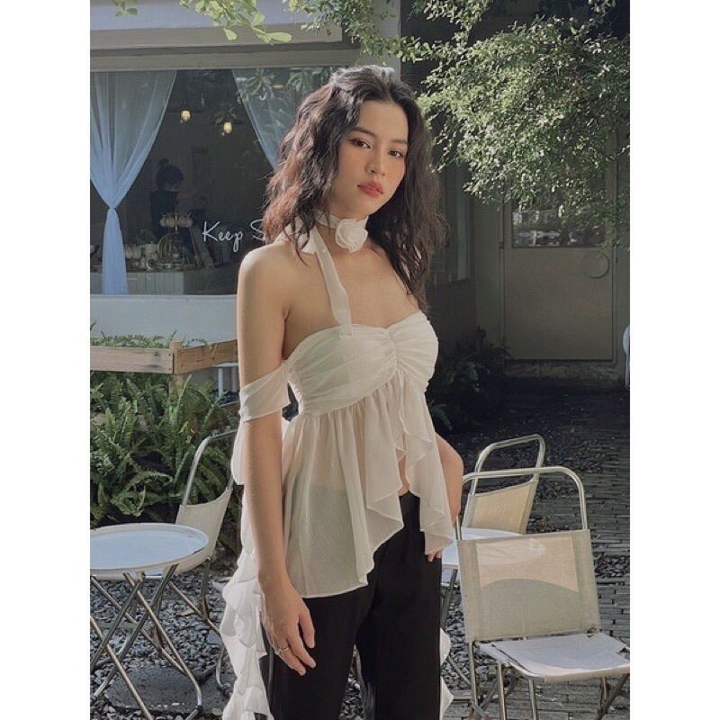 Áo Cúp Ngực Bèo Có Kèm Hoa Chất Liệu Tơ Cao Cấp