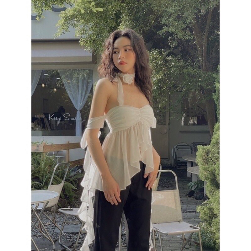 Áo Cúp Ngực Bèo Có Kèm Hoa Chất Liệu Tơ Cao Cấp