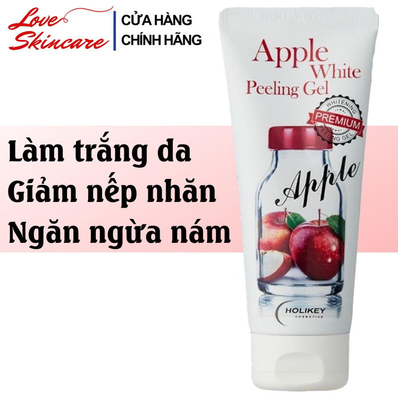 Tẩy Tế Bào Chết Mặt, Làm Trắng Da, Giảm Nhăn Holikey Apple White Peeling Gel 100ml LOVESKINCARE VN