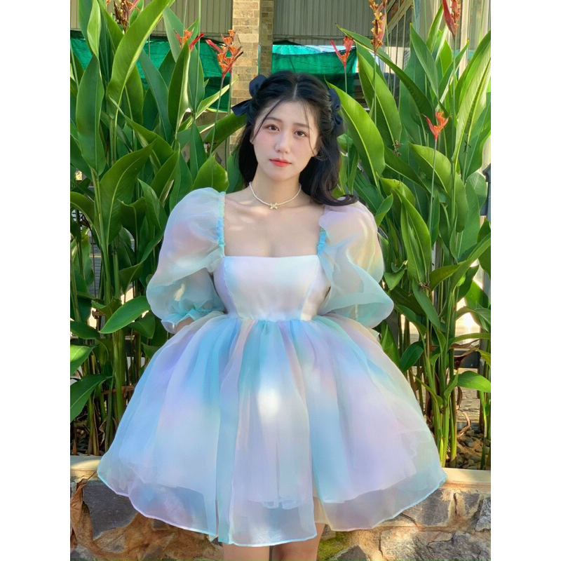 Đầm Babydoll Xoè Kiểu Dáng Công Chúa Siêu Xinh Chất Liệu Orrganza Cao Cấp Hàng Loai 1 225