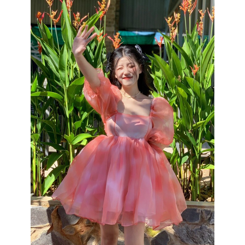 Đầm Babydoll Xoè Kiểu Dáng Công Chúa Siêu Xinh Chất Liệu Orrganza Cao Cấp Hàng Loai 1 225