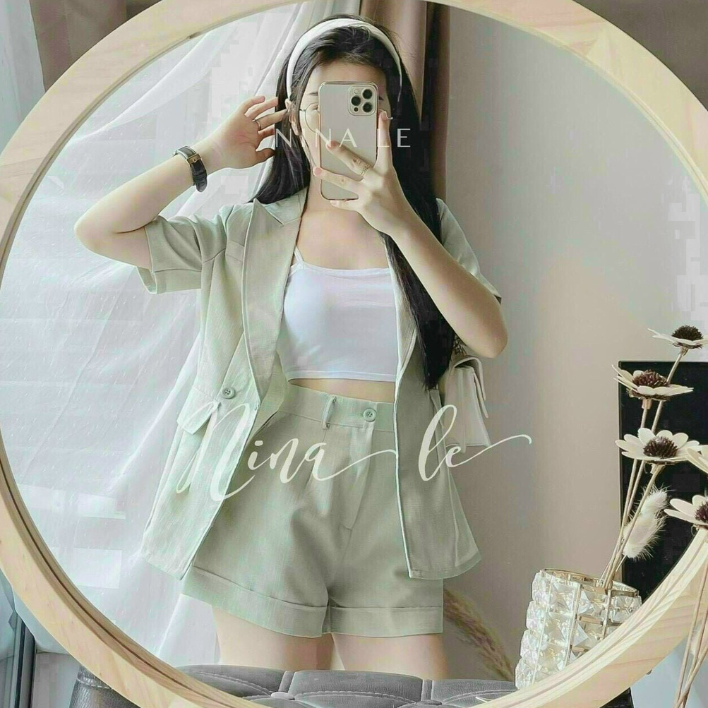 Sét 3 Món Áo Vest Kèm Quần Short Lót Trong Xinh Xắn, Năng Động, Trẻ Trung, Chất Cotton Lạnh Dày Mềm Mịn, Mát, Bền Đẹp