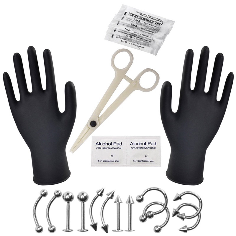 [ Full Set Bao Cả 3 Khuyên & 3 Kim Cứng Và Dụng Cụ Xỏ ] Tự Xỏ Khuyên Tại Nhà Đầy Đủ Các Vị Trí Được Tiệt Trùng Sạch Sẽ | BigBuy360 - bigbuy360.vn