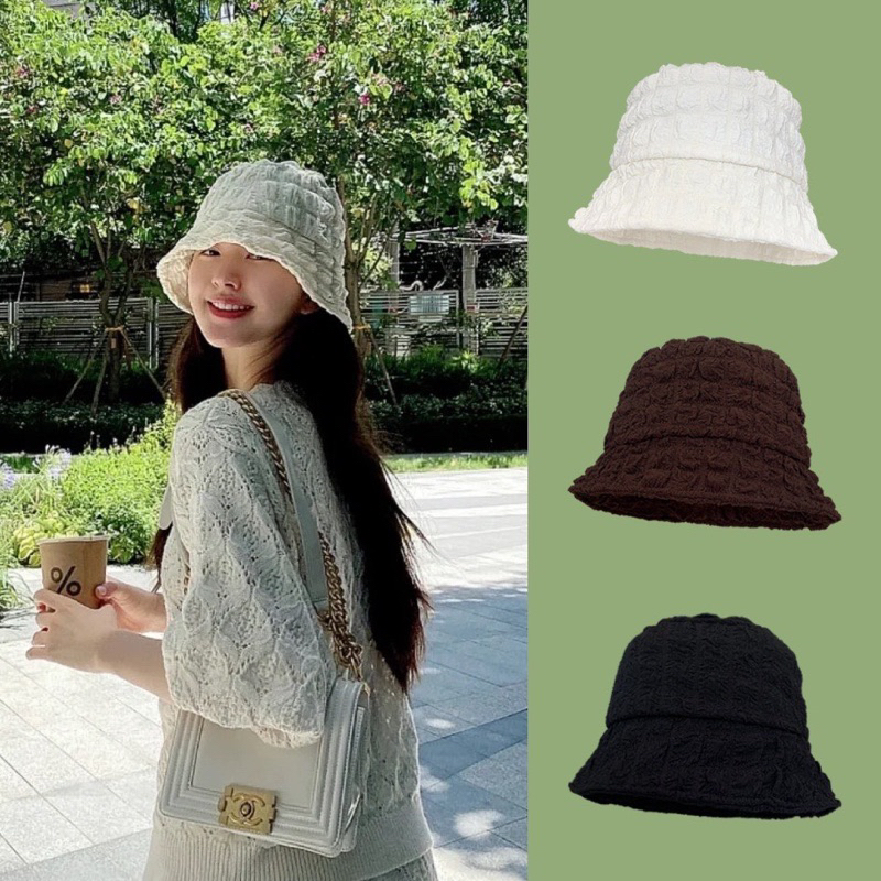 Mũ bucket vành nón cụp dập nổi caro nón xô cho nam nữ trơn phong cách Ulzzang