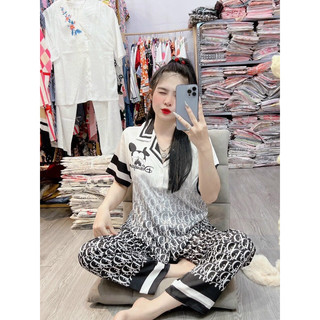 Bộ mặc nhà pijama di..o.r chuột lụa xước cao cấp