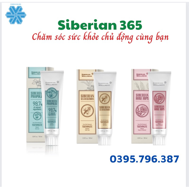 Kem đánh răng thảo dược Siberian Wellness - 100ml - Đủ 3 hương vị