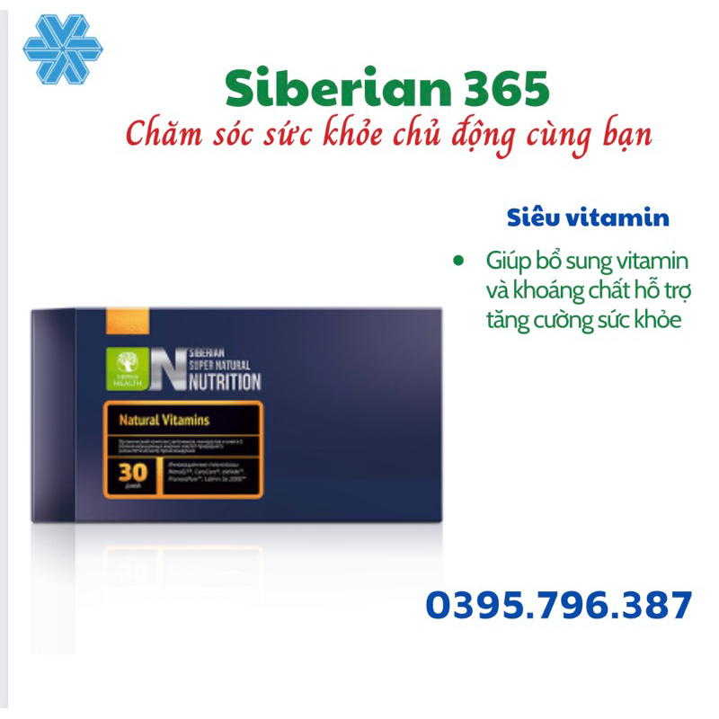 Siêu vitamin Natural Vitamins - Siberian Wellness - Nâng cao khả năng làm việc - Hộp 30 túi, 4 viên/túi