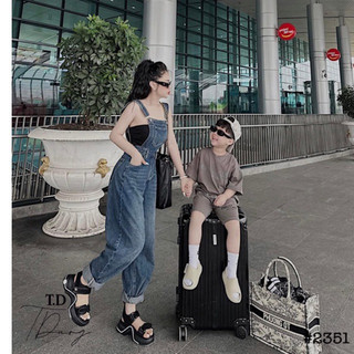Yếm baggy jean nữ, quần yếm bò nữ dáng baggy phong cách cơ bản basic
