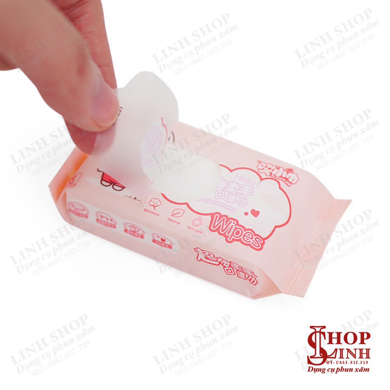(Gói/8miếng) Khăn giấy ướt bỏ túi siêu mini, để đâu cũng vừa, khăn ướt mini hàng nội địa Trung Linh Shop